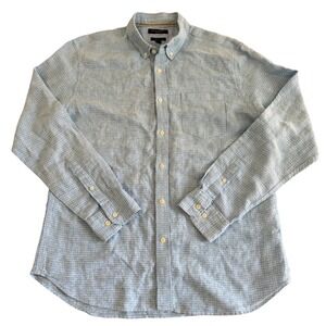 Banana‎ Republic Large Blue Camden Fit Linen Button Down Men's Shirt